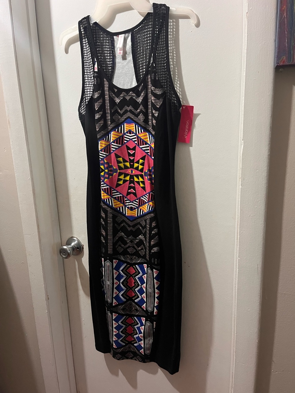 Xhilaration Black Tank Dress with Colorful Aztec Panel